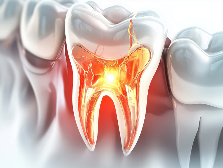 根管まで虫歯になった歯のイメージ