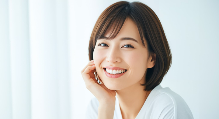 きれいな歯並びの笑顔の女性